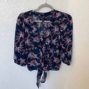 Blue floral blouse